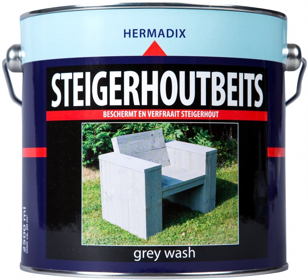 Reizende handelaar Korea Gestreept Hermadix Steigerhoutbeits Grey Wash | Verfcompleet.nl