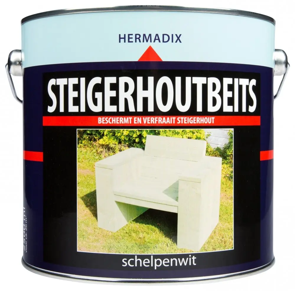 Hermadix - hermadix-steigerhoutbeits-schelpenwit-2,5l-verfcompleet